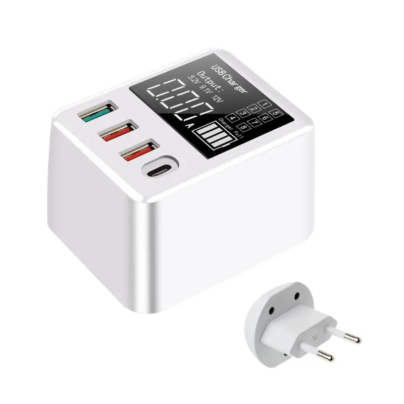 Европейский Союз (ЕС) 4 порта USB QC3.0 зарядное устройство концентратор Быстрая Зарядка Док-станция с светодиодный экран дисплея для мобильного телефона смартфон планшет ЕС США Великобритания вилка - Тип штекера: Европейский Союз (ЕС)
