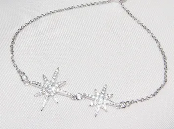 

Brand 100% Solid 925 Sterling Silver Bangle Luxury Simulated Diamond stone star Bracelet Wedding Jewelry for Women Lovely girl