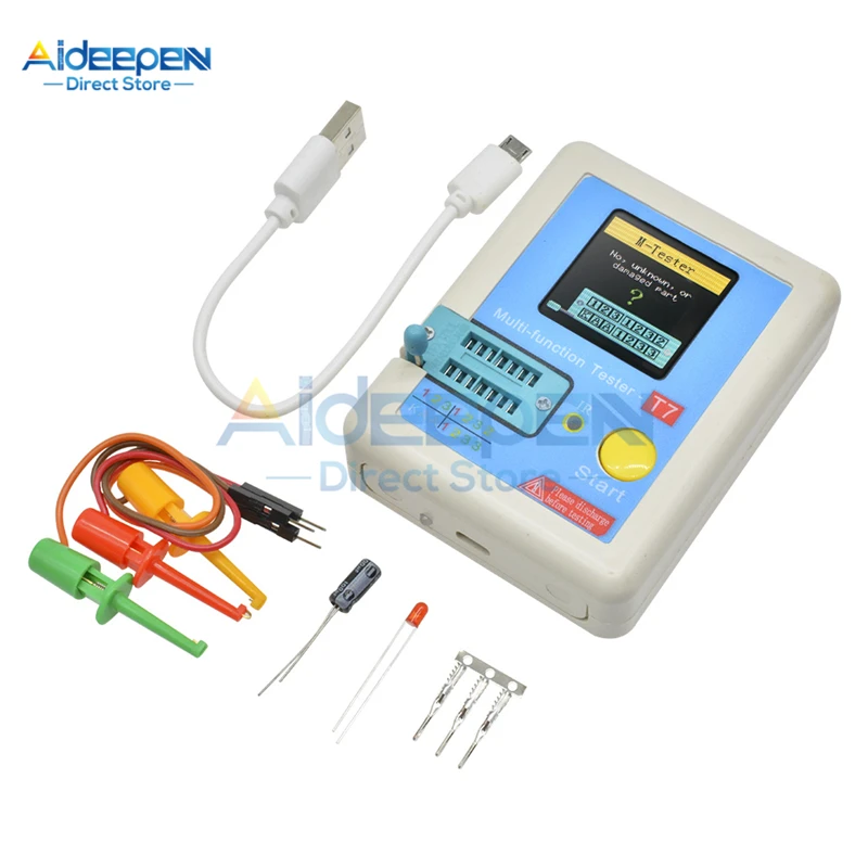 LCR-T7 T7 Transistor Tester TFT Diode Triode Capacitance Meter LCR ESR Meter NPN PNP MOSFET IR Multifunction Tester Multimeter 2