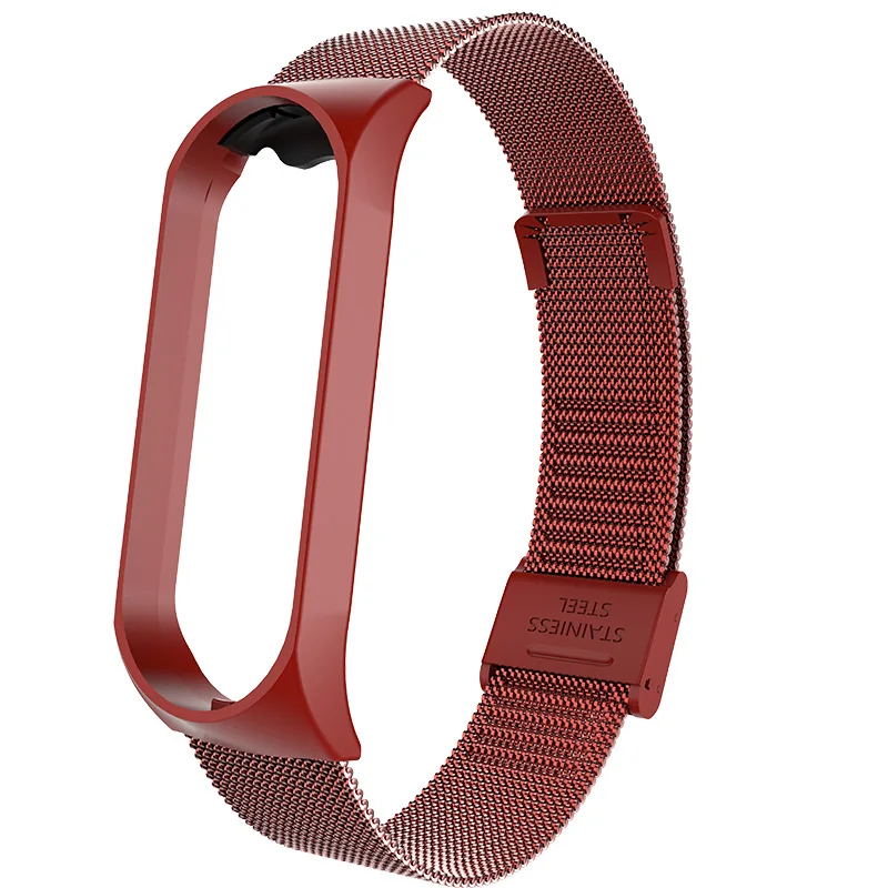 red metal Умный браслет на запястье, ремешок для Mi Band 4, 3, MiBand 4, 3, металлический браслет, браслет из нержавеющей стали Z2 - Цвет: red metal