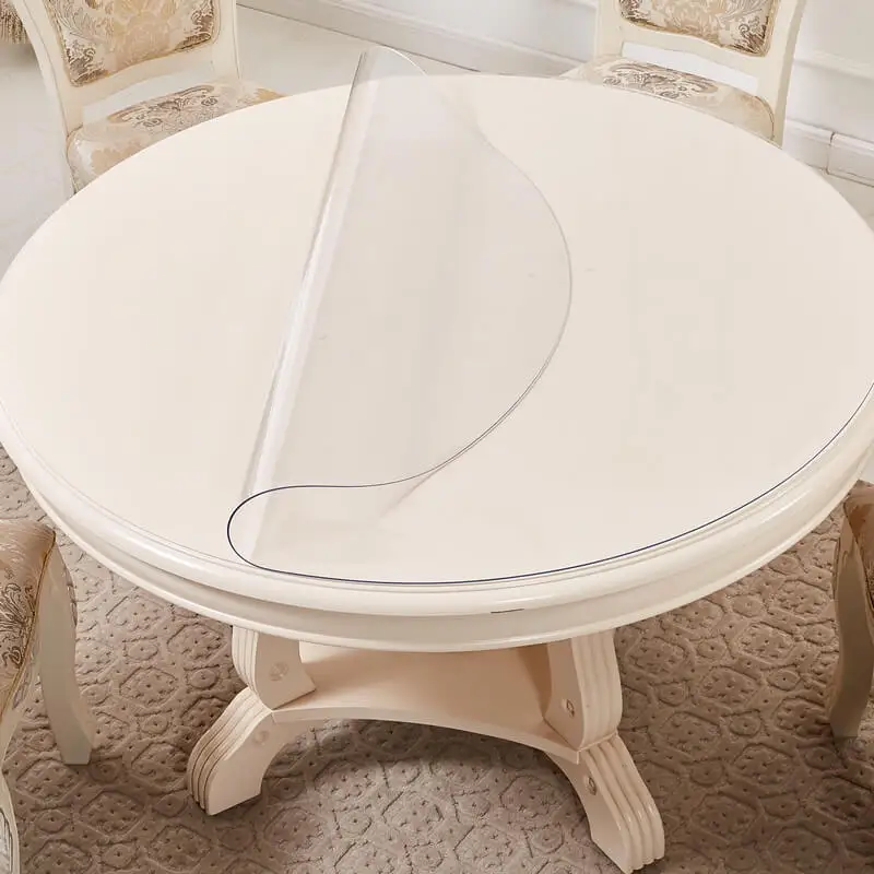 

Soft Glass Round Tablecloth Transparency PVC Table Cloth Waterproof Oilproof Kitchen Dinner Table Cover Not Turn Yellow 1.0mm