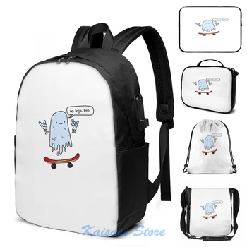

Funny Graphic print Ghost Guy 4 USB Charge Backpack men School bags Women bag Travel laptop bag