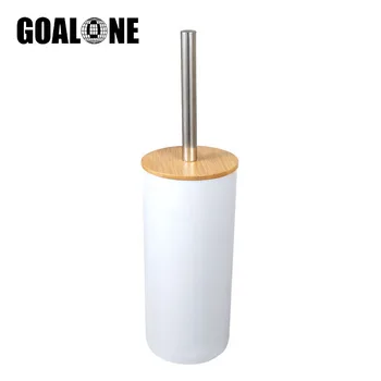 

GOALONE Bamboo Toliet Brush Set Freestanding Plastic Toliet Bowl Brush for Bathroom Long Handle Toliet Cleaner Brush with Holder