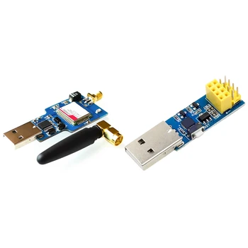 

1 Pcs USB To Esp8266 Esp-01 Esp-01S Serial Module Adapter & 1 Pcs USB To Gsm Serial Gprs Sim800C Module Control+Antenna