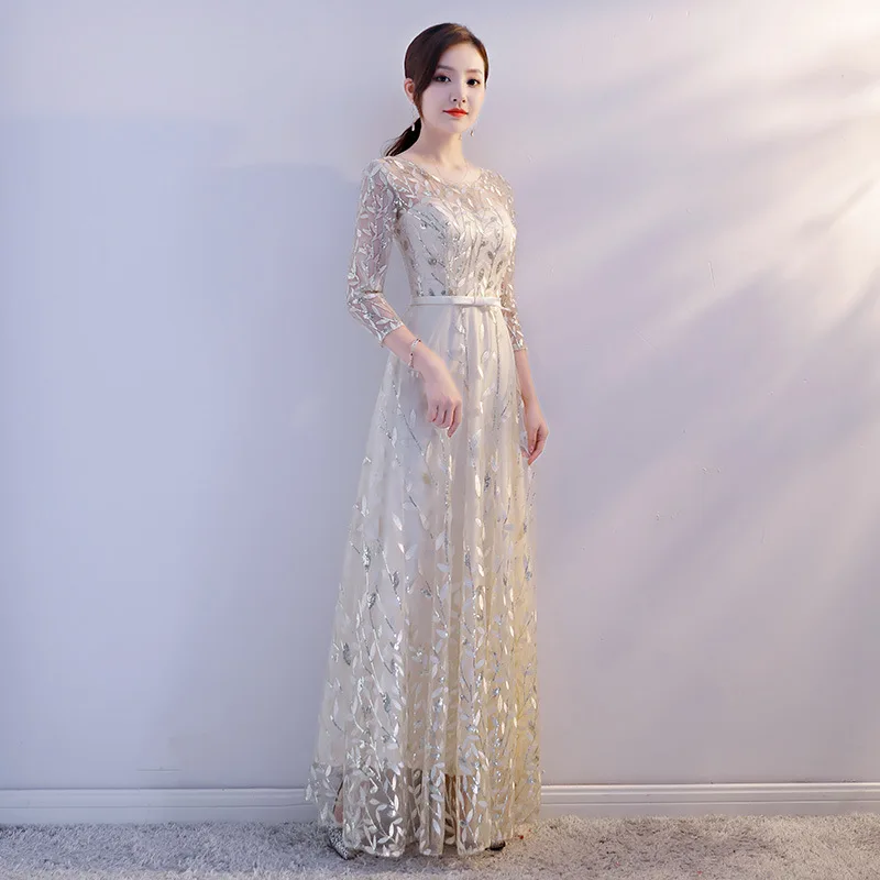Традиционное китайское платье невесты, женское свадебное платье Qipao, элегантное весеннее длинное платье с круглым вырезом, роскошное вечернее платье, Vestido XS-3XL