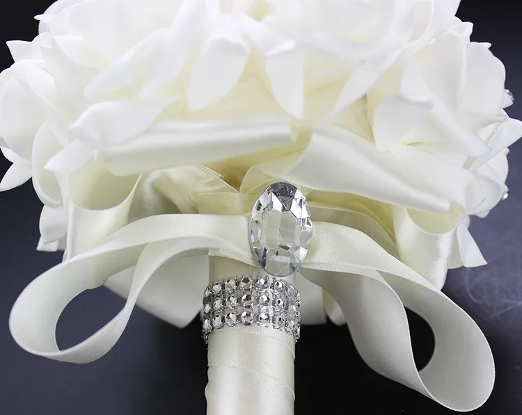 Bridesmaid Wedding Decoration Foamflowers Rose Bridal bouquet White Satin Romantic Wedding bouquet WifeLai-A 1Piece wedding bouquets artificial rose flowers wedding flower decoration