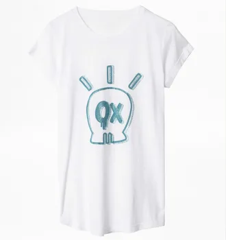 

Women T-shirt Summer New Slim Cotton Printed Diamond Slim Short Sleeve T-shirt