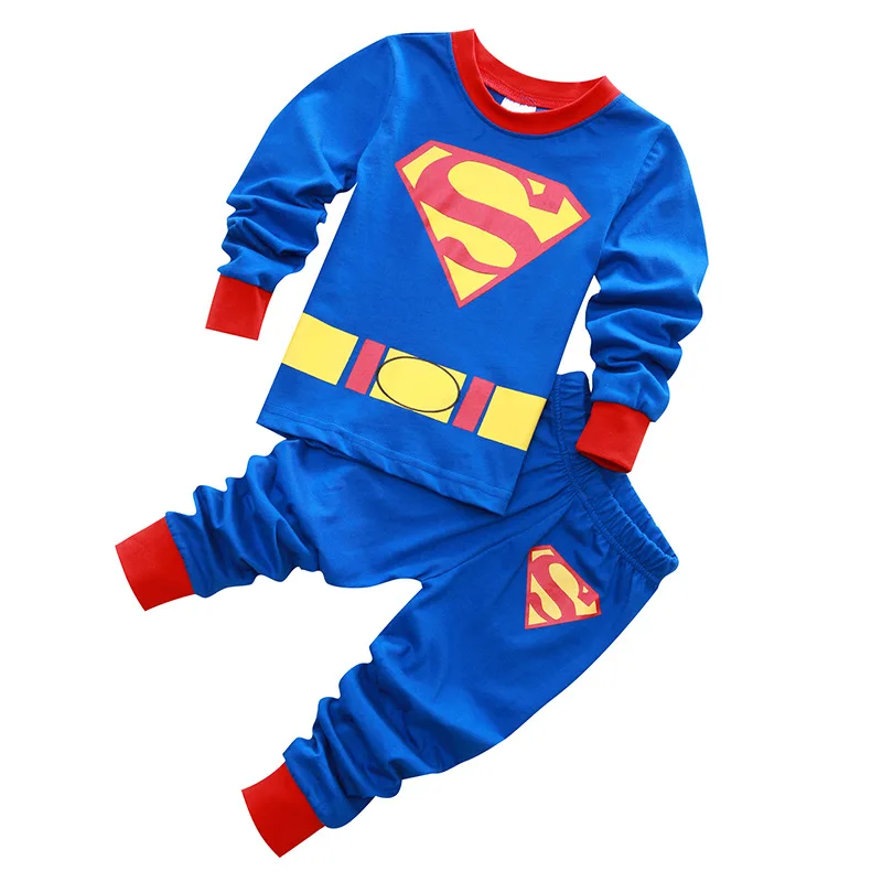 Популярная одежда для маленьких девочек, пижамы, комплекты одежды для сна для мальчиков, одежда с Бэтменом, штаны, Хлопковая пижама с длинными рукавами и рисунком - Цвет: Color I