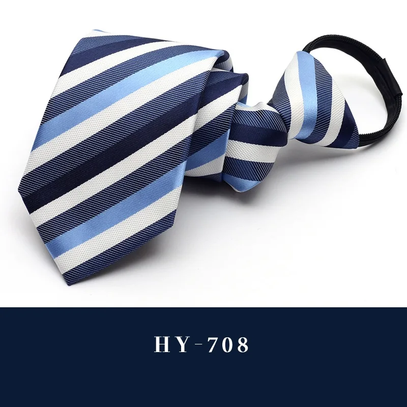 HY-708 Высокое качество, новинка, дизайнерские, брендовые, модные, деловые, повседневные, 7 см., тонкие галстуки для мужчин, на молнии, галстук, формальный, офисный, с подарочной коробкой - Цвет: HY-708
