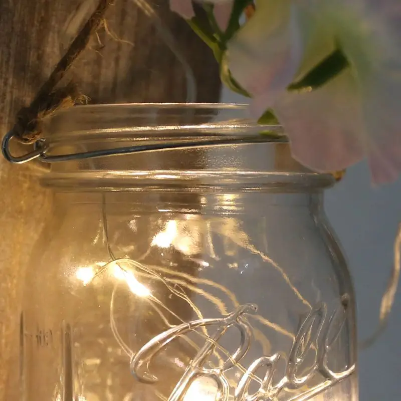 1 комплект деревенский DIY Мейсон банка бутылка цветок светодиодный Сказочный свет веревки настенный канделябр для украшения дома свадьбы