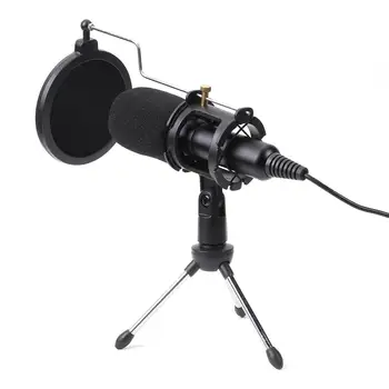 

USB 2.0 Microphone 1.8m Cable Wired Condenser PC Microphone Studio Mic with Stand Clip for Recording/Live/Broadcast