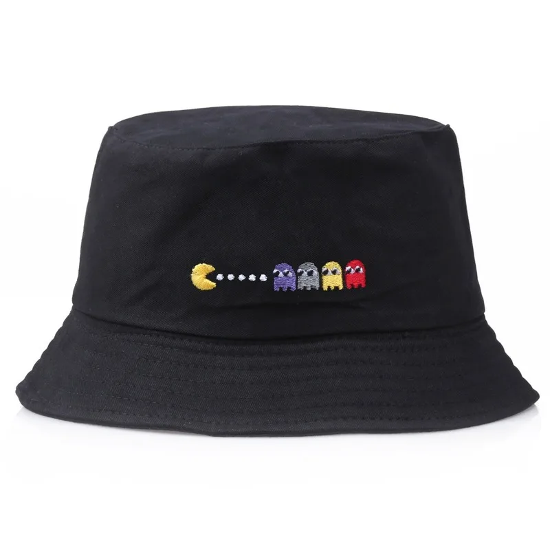 

2020 Eat Peas Design Summer Hat Women Men Cotton Panama Bucket Hat Flat Sun Embroidery Visor Fishing Fisherman White black Hat