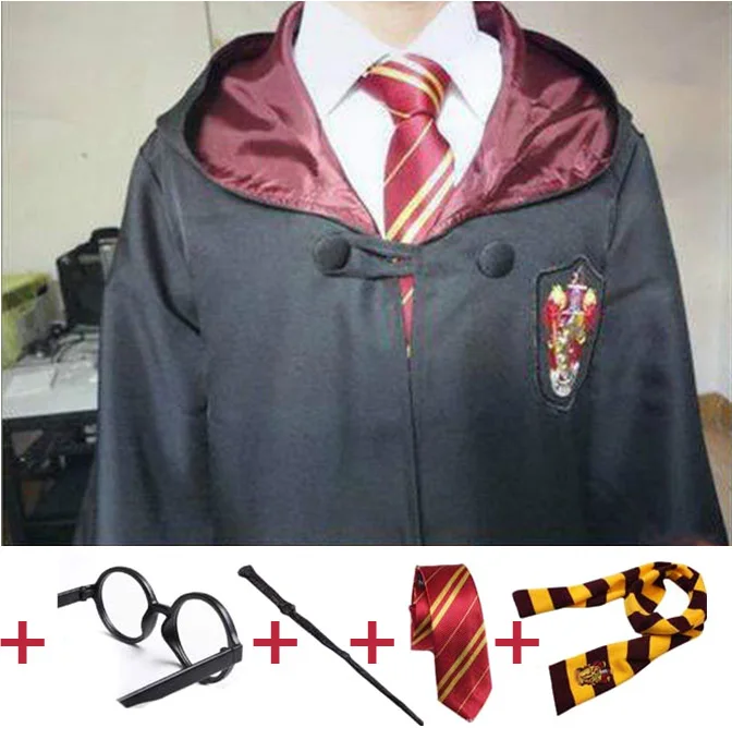 

Cosplay Costume Robe Cloak with Tie Scarf Ravenclaw Gryffindor Hufflepuff Slytherin for Adult Kids Harris Costume