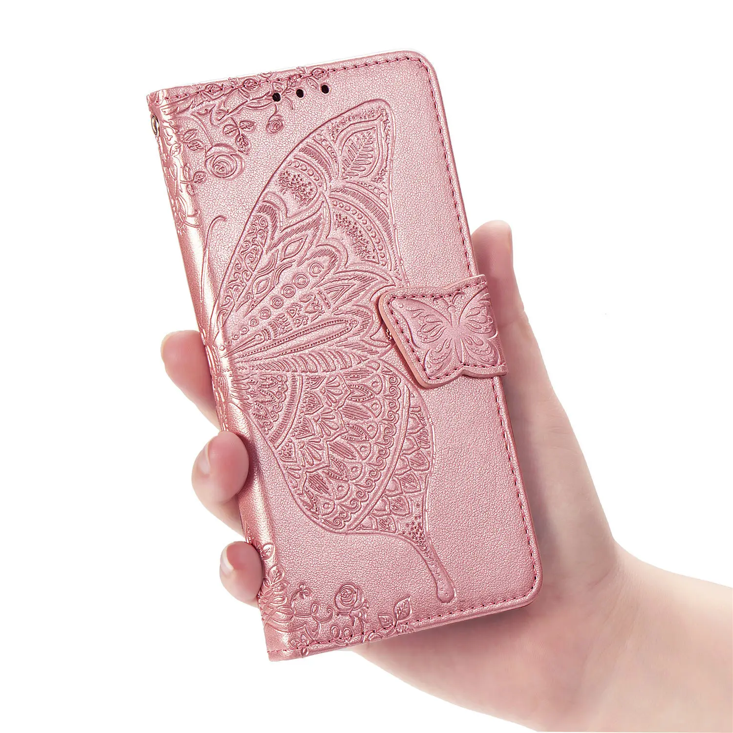 Чехол для samsung Galaxy A80 A70 A60 A50 A40 A30 A20 A20E A10 M30 M20 M10 Флип кожаный чехол-бумажник с подставкой 3D цветок Капа искусственная кожа флип Coque - Цвет: rose gold