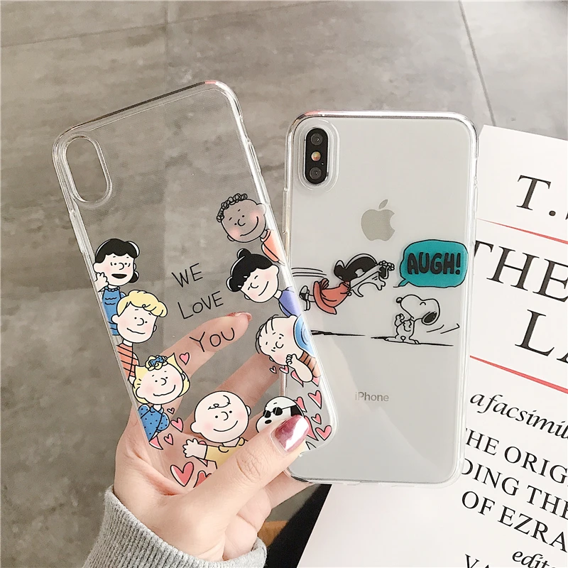 Cute Peanut Comic puppy Cartoon Charlie Brown Lucy couple case for iphone x xr xs max 6 6s 7 8 plus Soft silicon cover coque