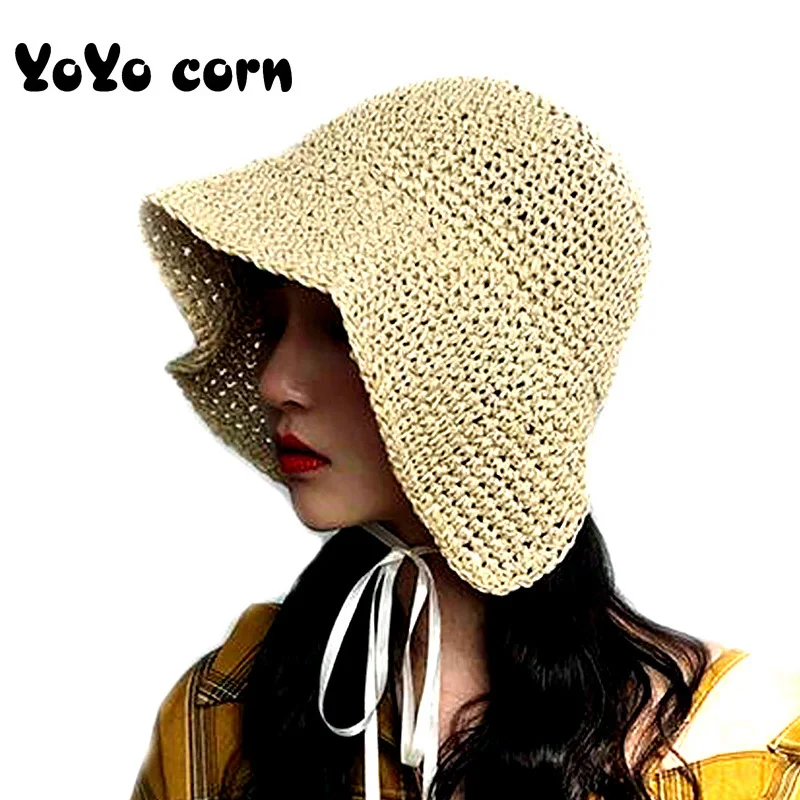 

YOYOCORN Cap Summer Hats For Women Caps Chapeau Femme Sun Visor Girls Cute Sun caps Female Beach Hat Wide Brim Straw Visor Hat