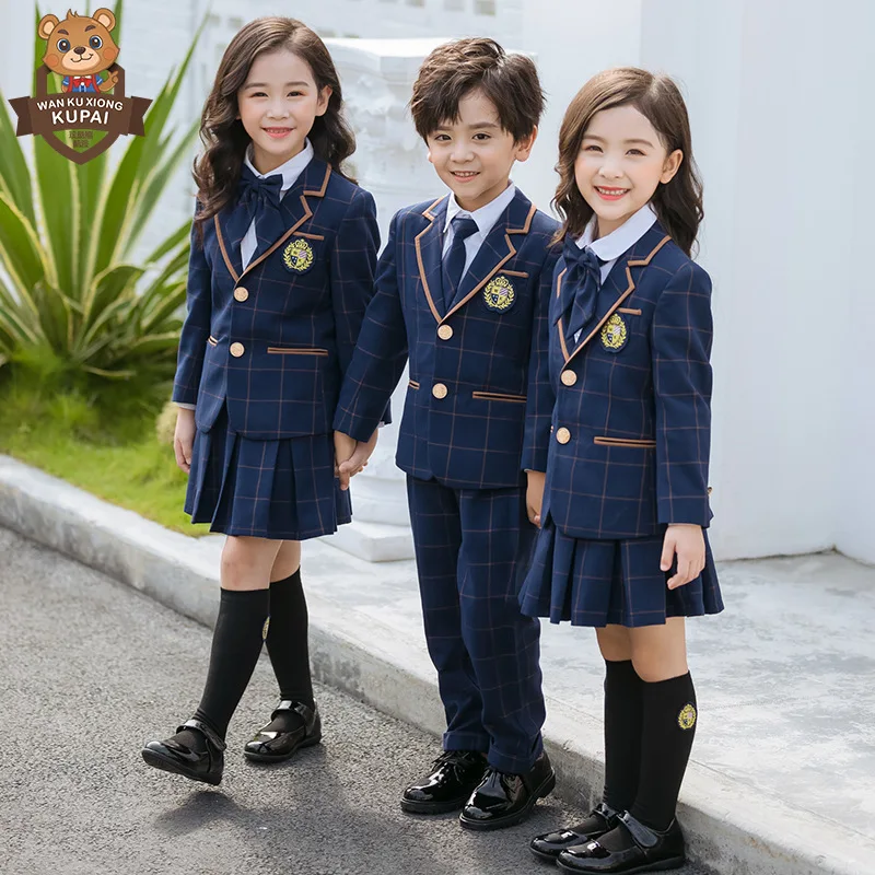 Costume Blazer De Style Anglais Pour Garcons Et Filles Vetements De Maternelle A Carreaux Uniforme D Ecole Primaire Pour Enfants Costumes De Printemps Et D Automne Aliexpress