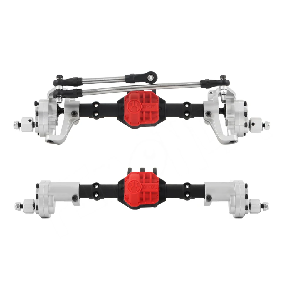 Senmubery Aluminum Alloy Portal Front Rear Axles with Steering Link for 1//10 RC Crawler Axial SCX10 II 90046 90047 AR44 Axle Upgrade Parts,Red Rear Axle