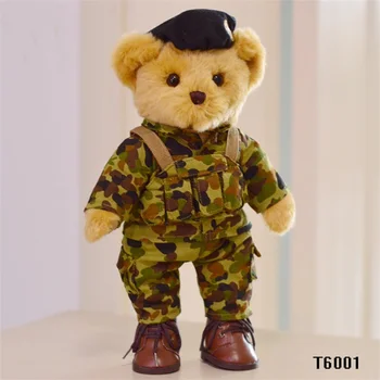 

High quality teddy bear plush toy soft pp cotton uniform doll Collection gifts Military gifts Veterans souvenir Christmas gift