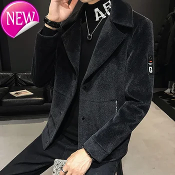 

windbreaker, Fashionable thick men's coat, wool thick casual coat