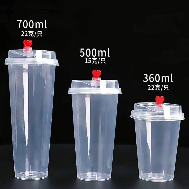 Bubble Tea cup plastic milk tea boba cup for party with disposable lid and straw verrine glasses goblet