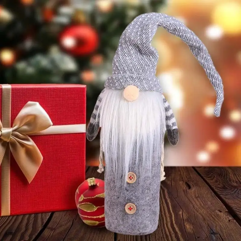 Knitted Wine Bottle Cover Table Gift Set Knit Holiday Layout Supplies Necessary Festival Dust-proof Decoration Gadgets | Дом и сад