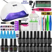 Лампа для ногтей, инструмент для маникюра, набор для маникюра, выберите 18 цветов, Гель-лак для ногтей, Удлинительный УФ-гель, набор для ногтей, электрическая ручка для маникюра, набор для ногтей