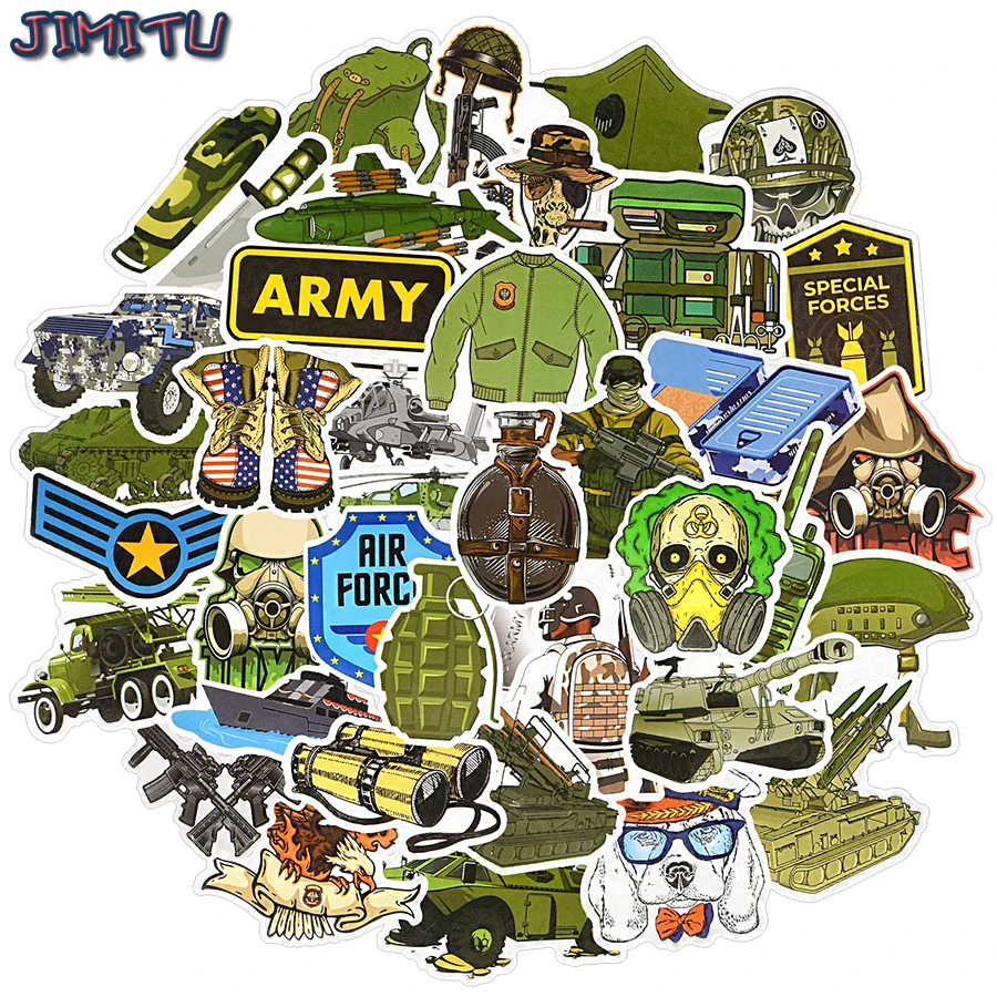 Military Army Stickers Skateboard Vinyl Decals Laptop Luggage Car Sticker 50Pcs