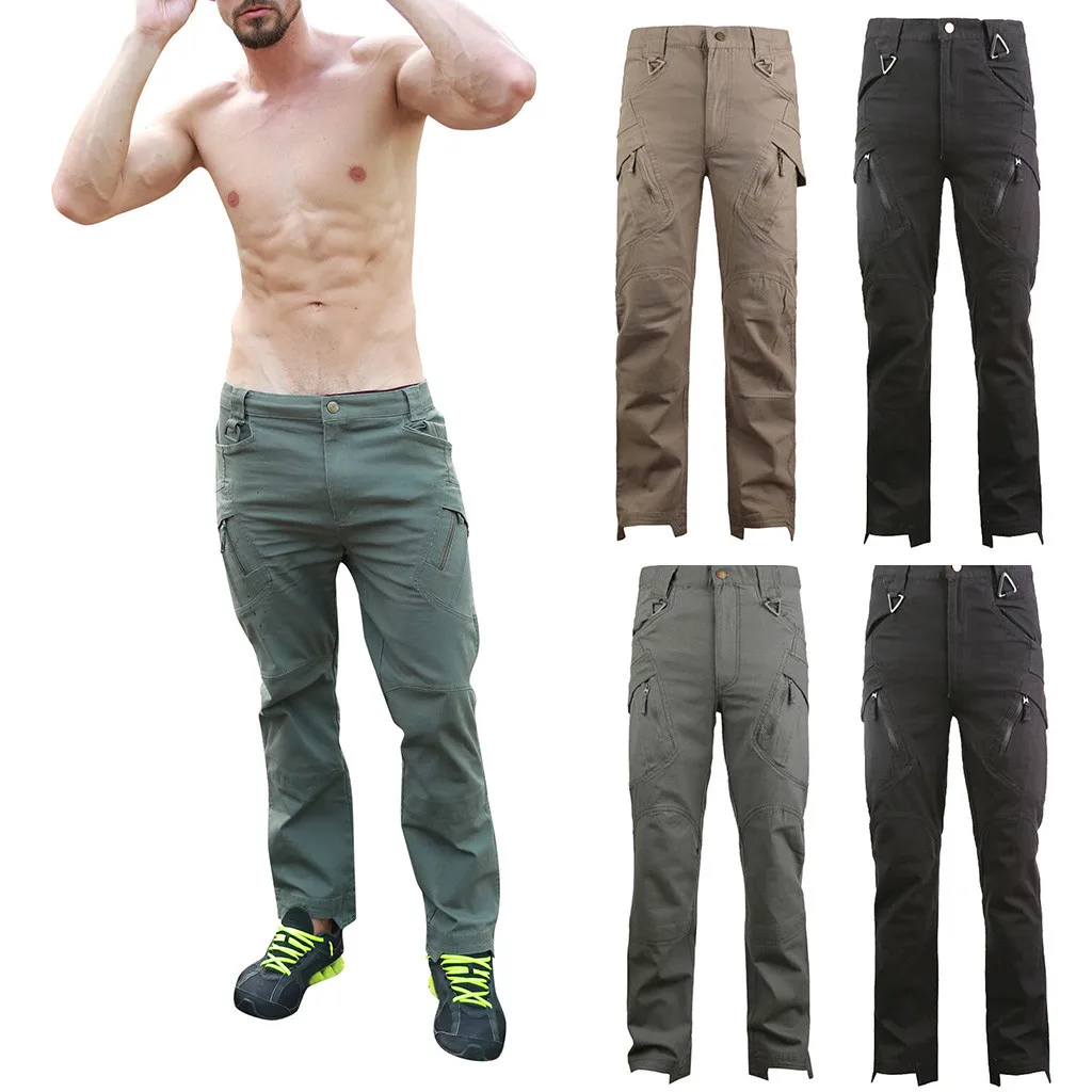 Модные мужские уличные быстросохнущие однотонные брюки кэжуал свободные съемные комбинезоны тактические многофункциональные спортивные штаны Мужские штаны для бега