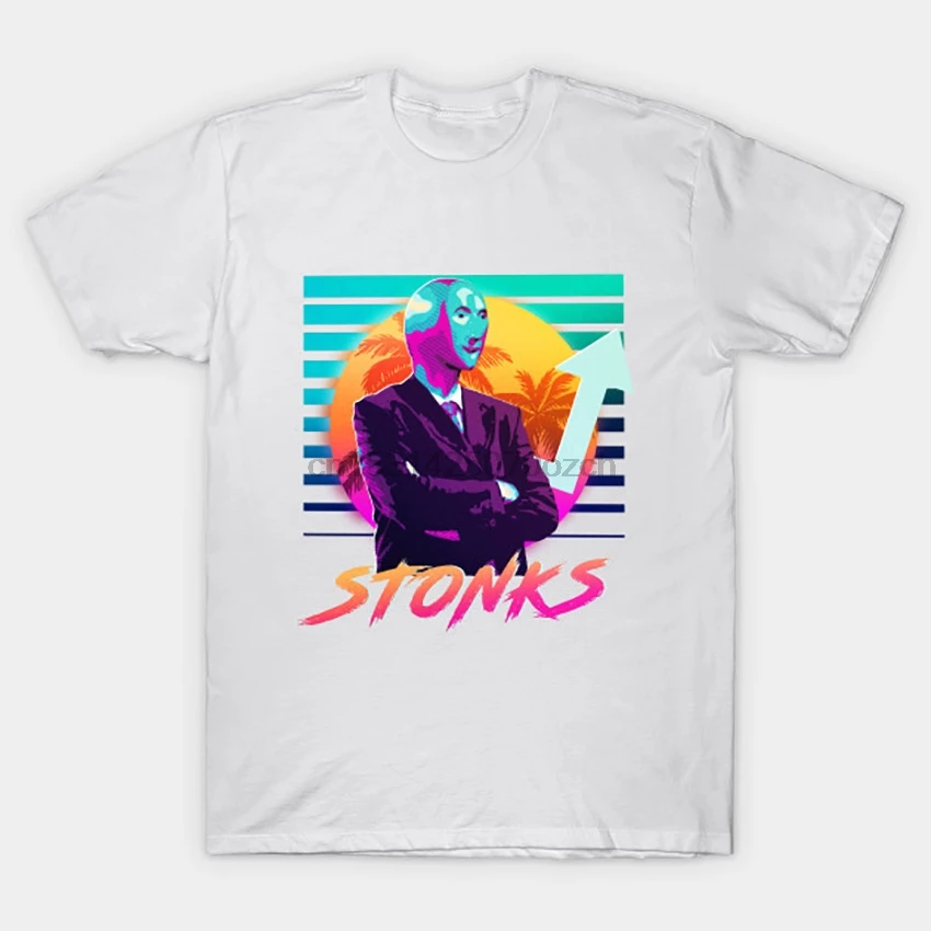 Футболка Stonks (Wet memes vintage) v1 футболка me and the boys stonks мемы synthwave сырые | Мужская одежда
