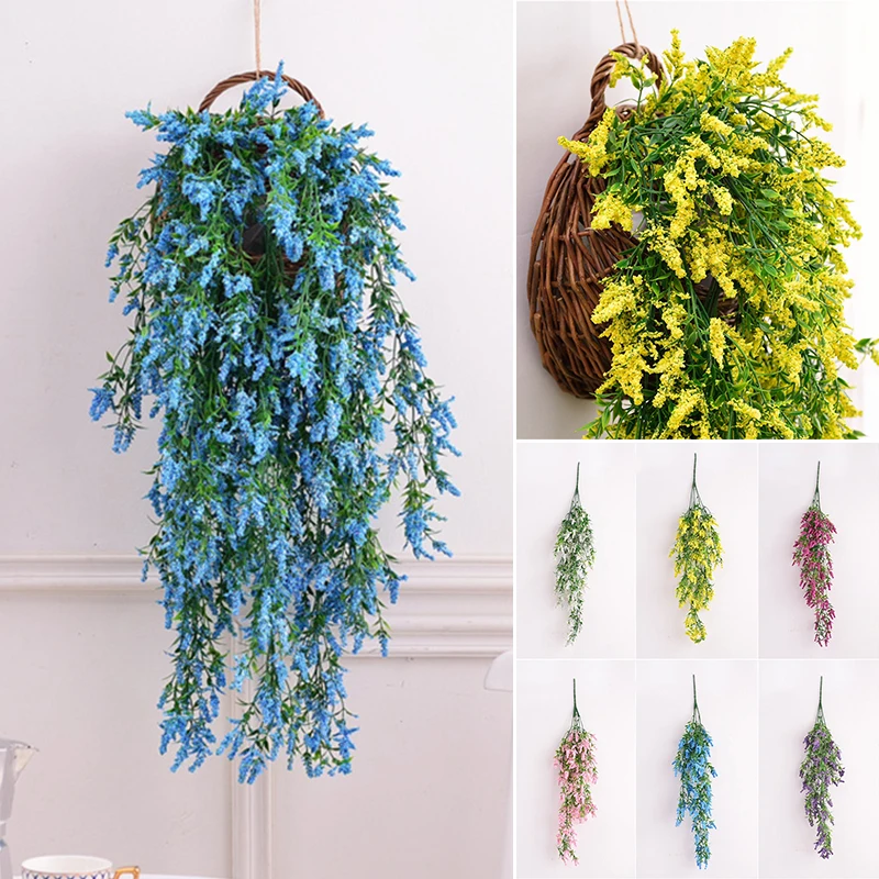 75cm Balcony Wall Hanging Artificial Plant Leaves Lavender Pink Flowers Home Wedding Decor High Quality