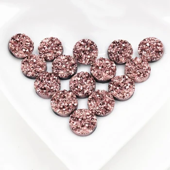 

New Fashion 40pcs 8mm 10mm 12mm Rose Gold Colors Natural ore Style Flat back Resin Cabochons For Bracelet Earrings accessories