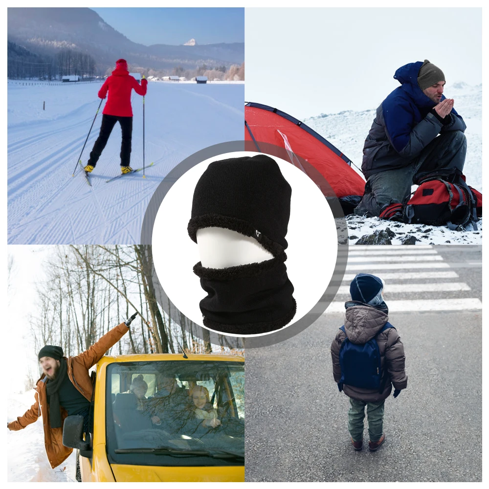 New Knitted Winter Hat Scarf Set Women men Thick Beanies And Ring Scarf Knitted Winter outdoor hiking cycling Accessories