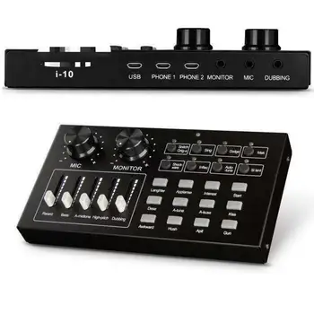 

Laptop Audio Card Karaoke Stereo Sound Volume Control Components Electronic Microphone Speaker External Equipment Live Streaming