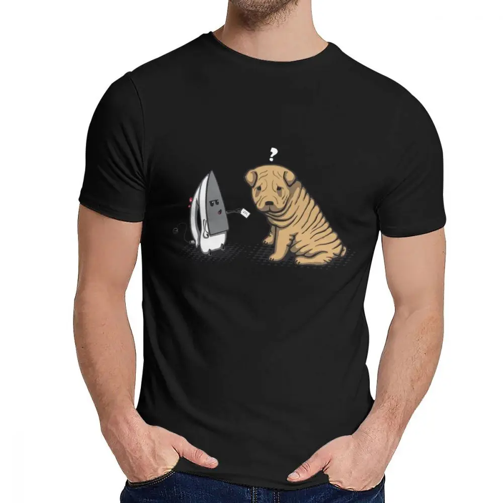 Мужская футболка собака Шарпей Guard Dog из чистого хлопка аниме Crewneck Harajuku уличная футболка - Цвет: Черный