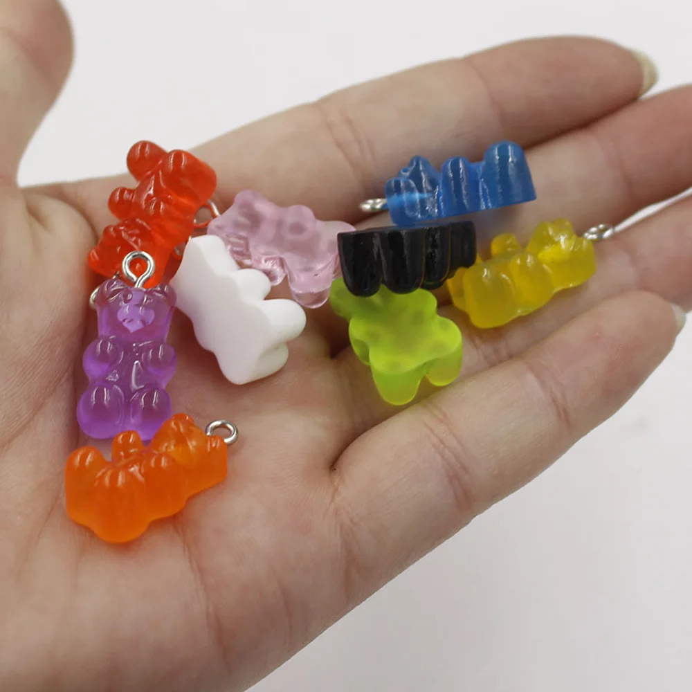 Yamily 12 шт./11*22 мм Милая Смола Gummy Bear подвеска Подвески для женщин девочек мультфильм Ювелирная фурнитура для рукоделия