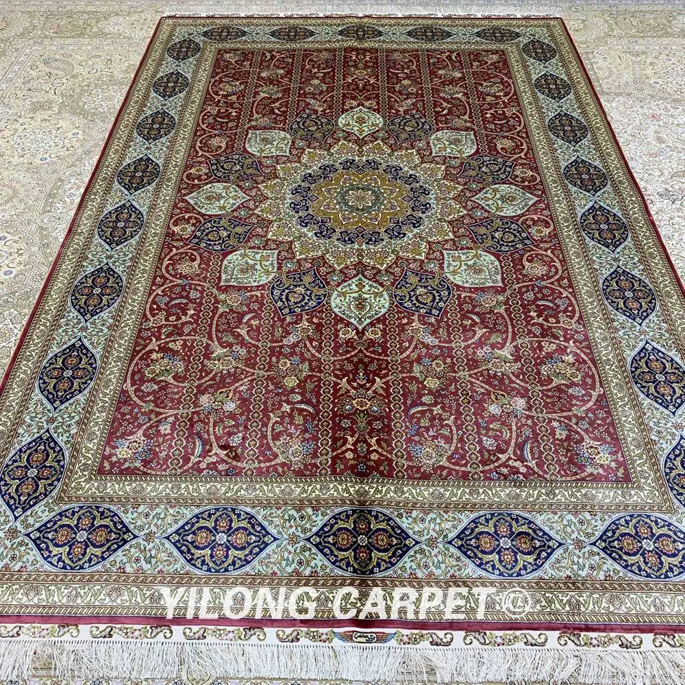 YILONG 6'x9' ручной работы красные коврики персидский античный Роскошный шелковый ковер (ZQG263A)