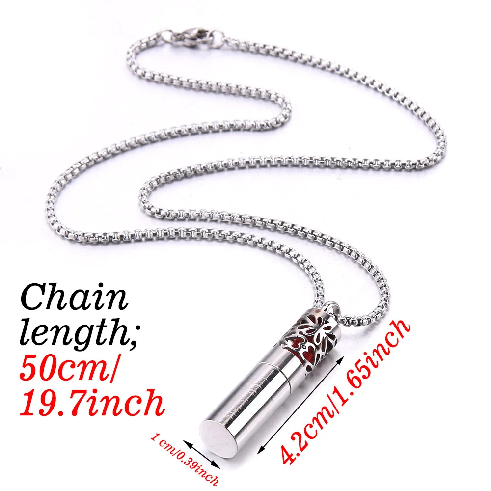 6Pcs/Lot New Cylindrical Mixed Stainless Steel Aromatherapy Necklace Women's Fashion Jewelry Open Pendant Perfume Oil Necklace