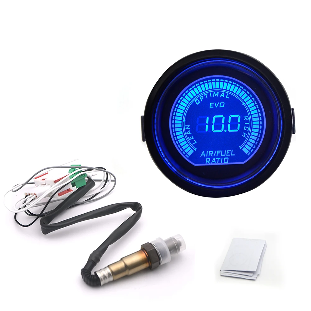 2"52mm Digital Air Fuel Ratio Gauge Red&Blue Dual Led With Narrowband O2 Oxygen Sensor Car Gauge Fit for 12V Car OEM: 0258006028