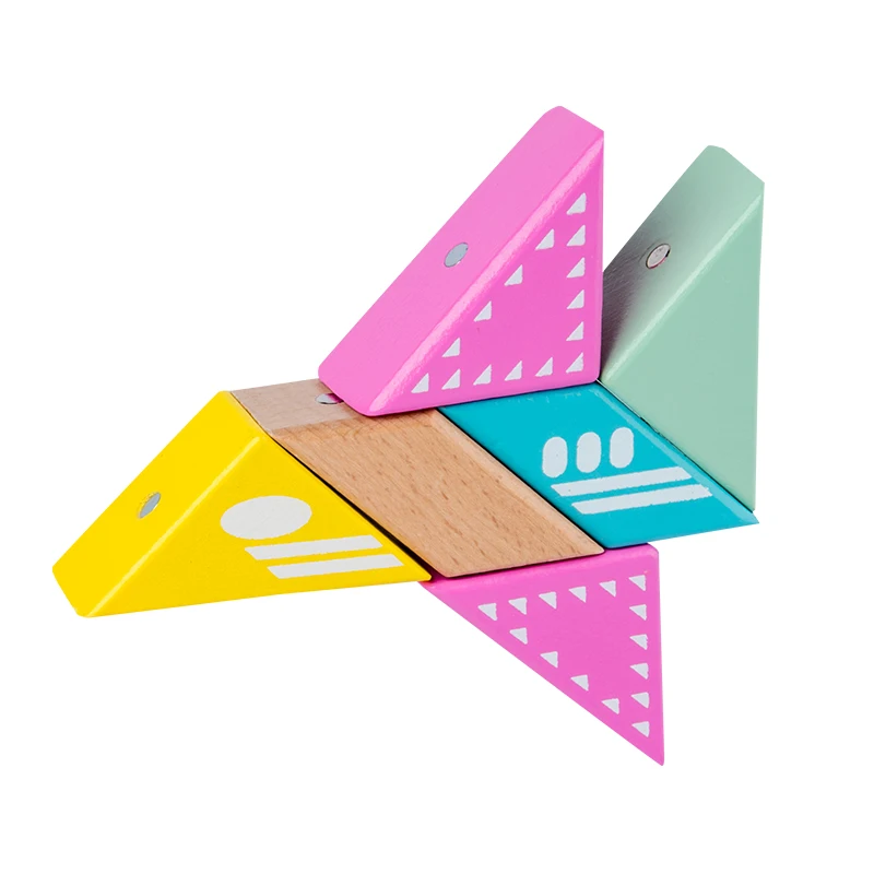 

Children's wooden magnetic building blocks educational toys geometric building blocks children early education cognitive toys