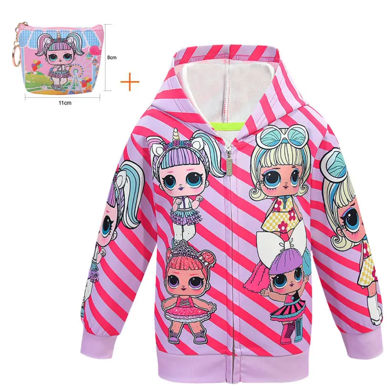

New surprise autumn clothes doll cartoon zipper haha jacket magic girl cartoon striped jacket + bag