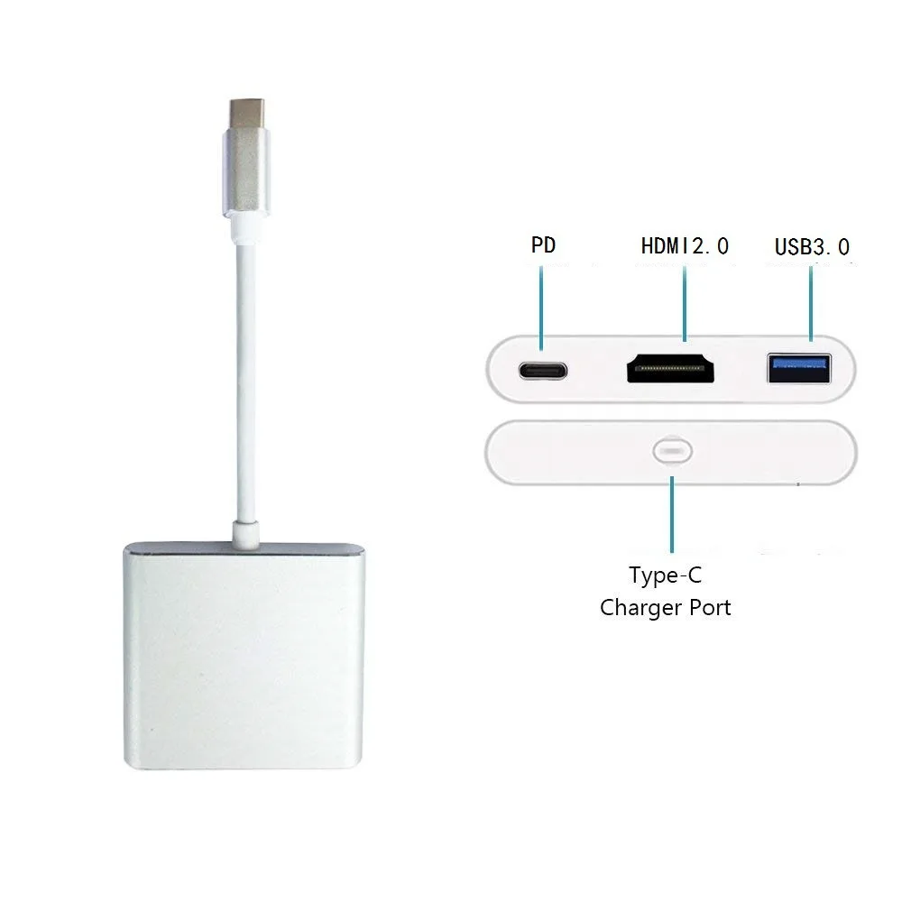 Bundwin 4K Type C к HDMI USB 3 0 с адаптером PD для зарядки 1 адаптер концентратора Mac Air Pro Huawei