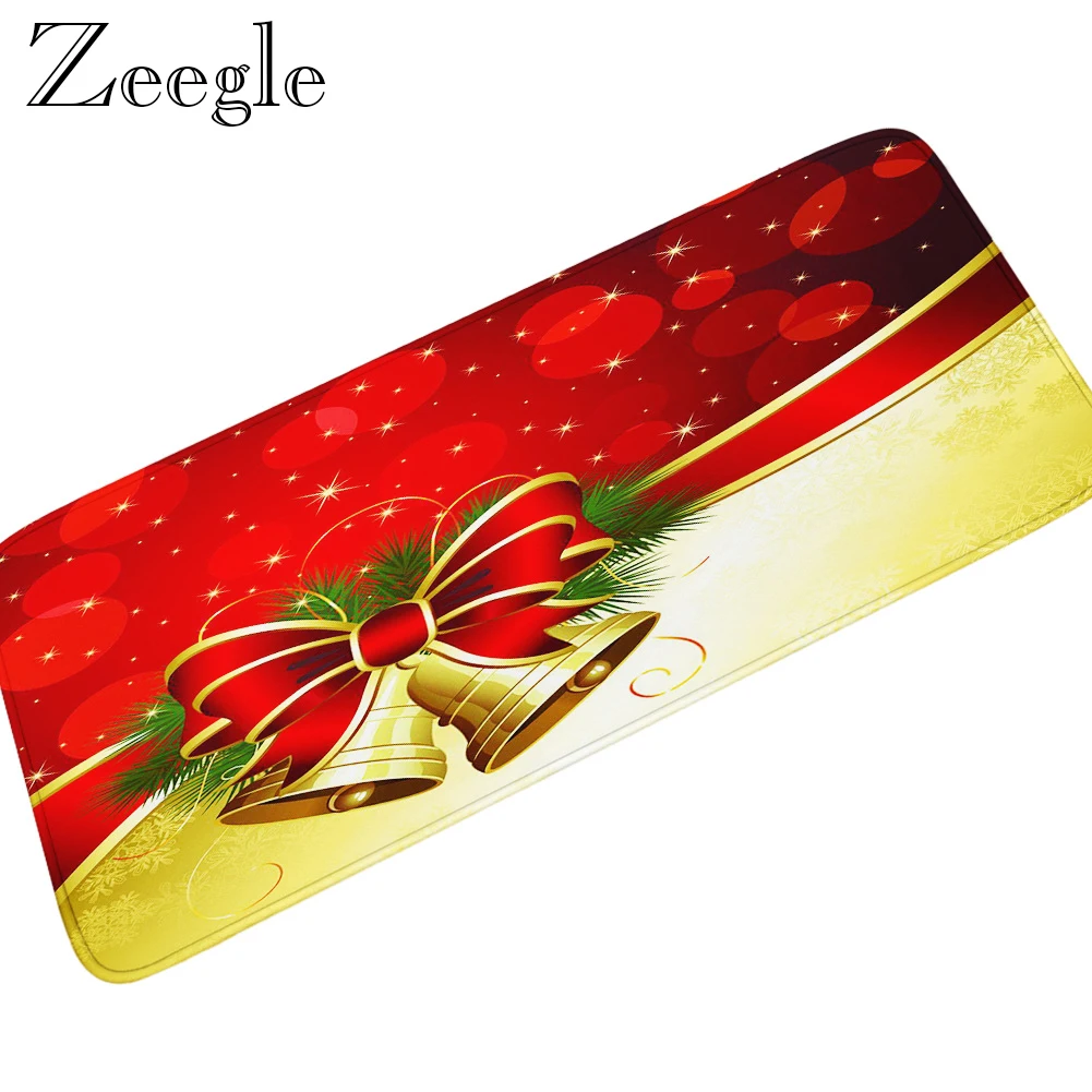 Christmas Kitchen Long Carpet Anti-slip Bathroom Carpet Hallway Rug Absorbent Living Room Carpet Washable Bedside Carpet Mat