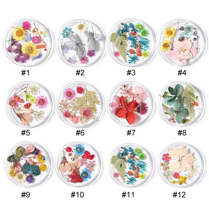 1 шт многоцветные микс сушеных цветов для ногтей серия естественная Флора Лаванда Мандала Рождество 3D дизайн ногтей Украшение DIY инструмент
