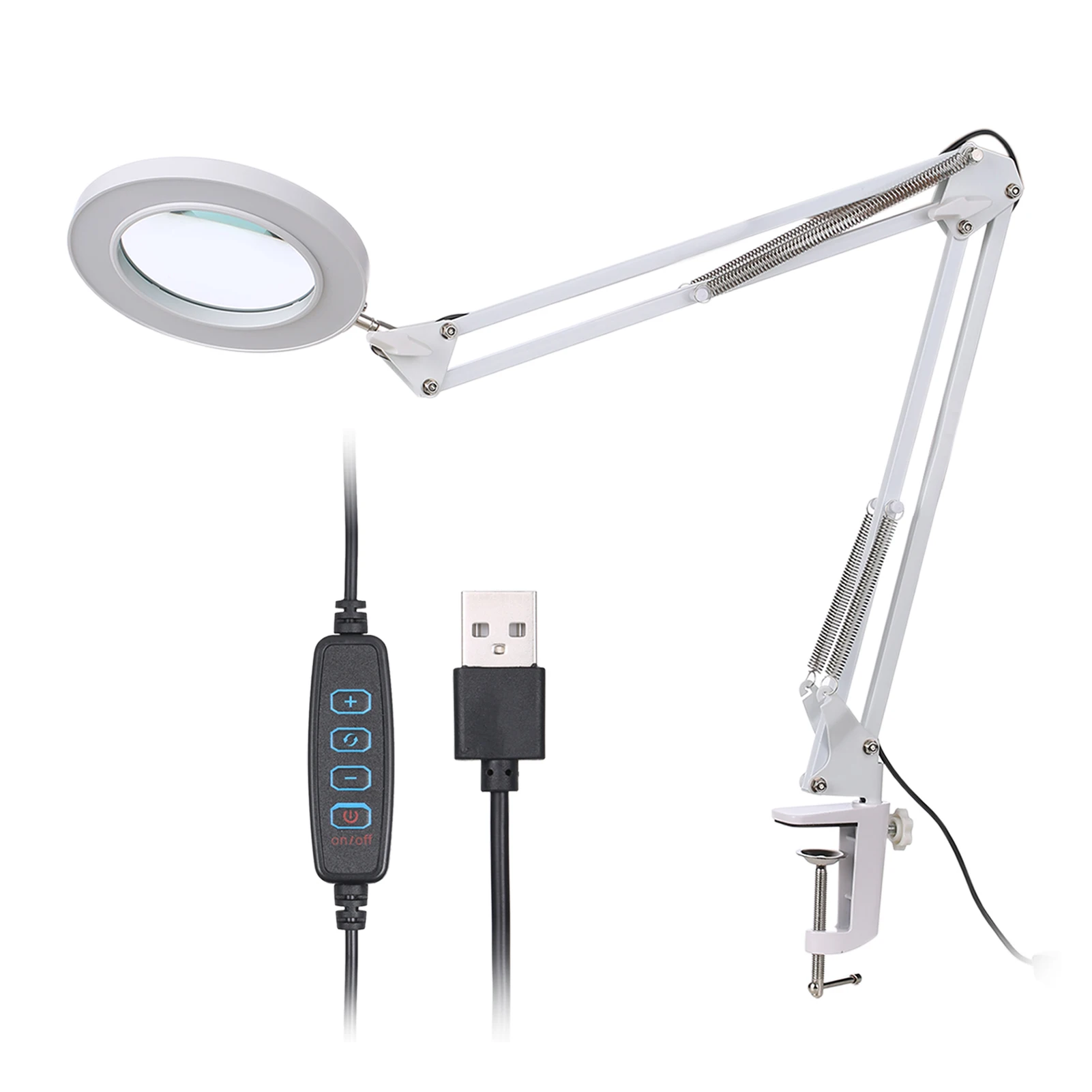 Magnifying Glass Magnifier with LEDs Clamp Clip Light 8X Magnification 10 Levels Adjustable Brightness Dimmable 3 Color Changing |