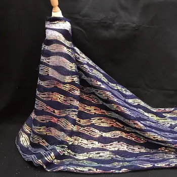 

2020 New Blue French Nigerian sequins net lace,African tulle mesh Sequence lace fabric high quality for wedding dress 5yards/lot