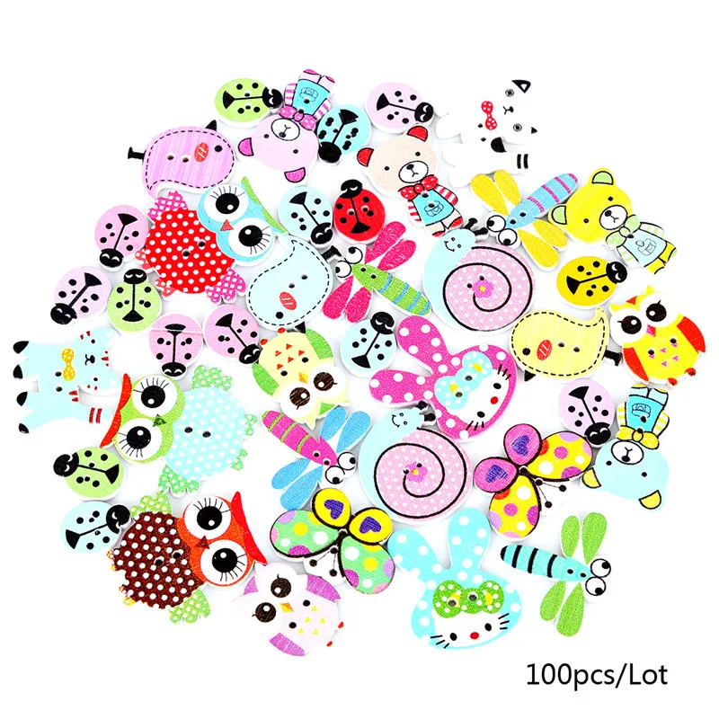 Mixed Shape 100pcs 50-100 шт Сова/кошка/Улитка/бабочка/медведь в форме животных 2 отверстия деревянные пуговицы «сделай сам» шитье скрапбукинг Ребенок ремесло аксессуар для одежды - Цвет: Mixed Shape 100pcs