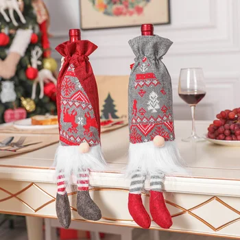 

Christmas Wine Bottle Cover New Year's Bottle Cover Christmas Decoration On The Bottle Table Faceless Old Man Decoration