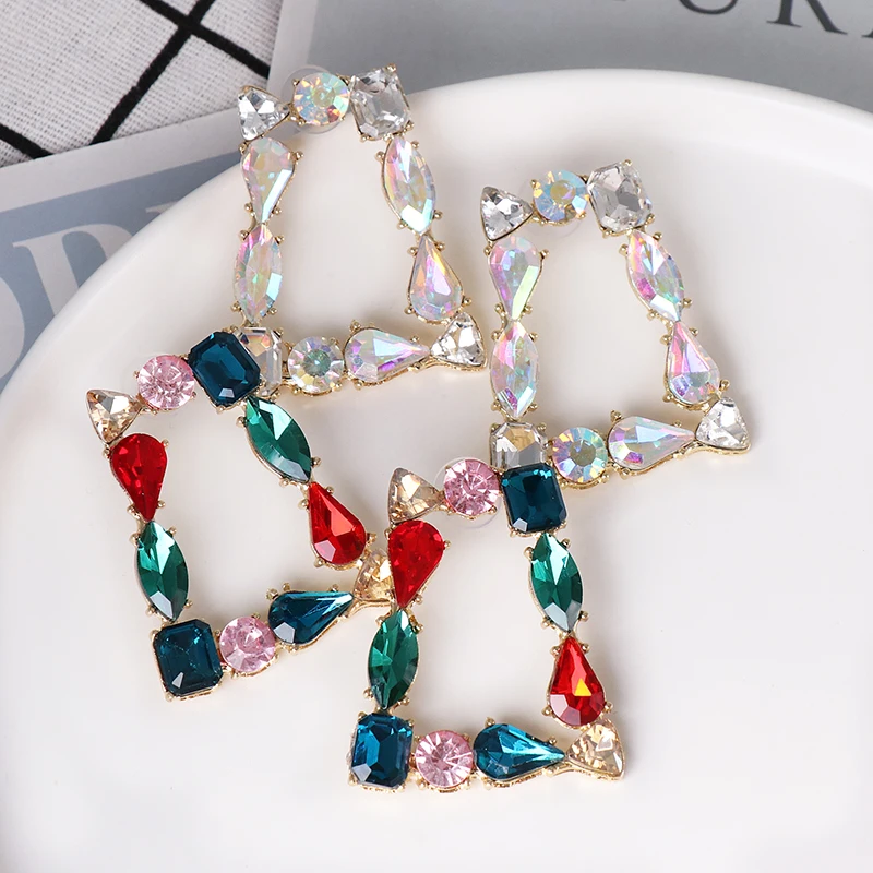Fashion Statement Earrings Big Geometric Square For Women Hanging Dangle Drop Earing Modern Female Jewelry | Украшения и