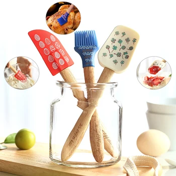 

3Pcs Silicone baking Pastry Cream Sweeping Butter Scraper Set Of High Temperature Resistant Scraper Wholesale BBQ lBrush Tool